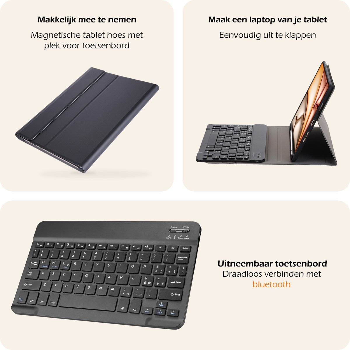 Hoesje - Geschikt voor Apple iPad Air 2025/2026 (M3/M4) - 11 inch - Keyboard Book Cover - Toetsenbord Case - Hoes - Zwart — cadeau in Telefoon & Tablet - foto 4