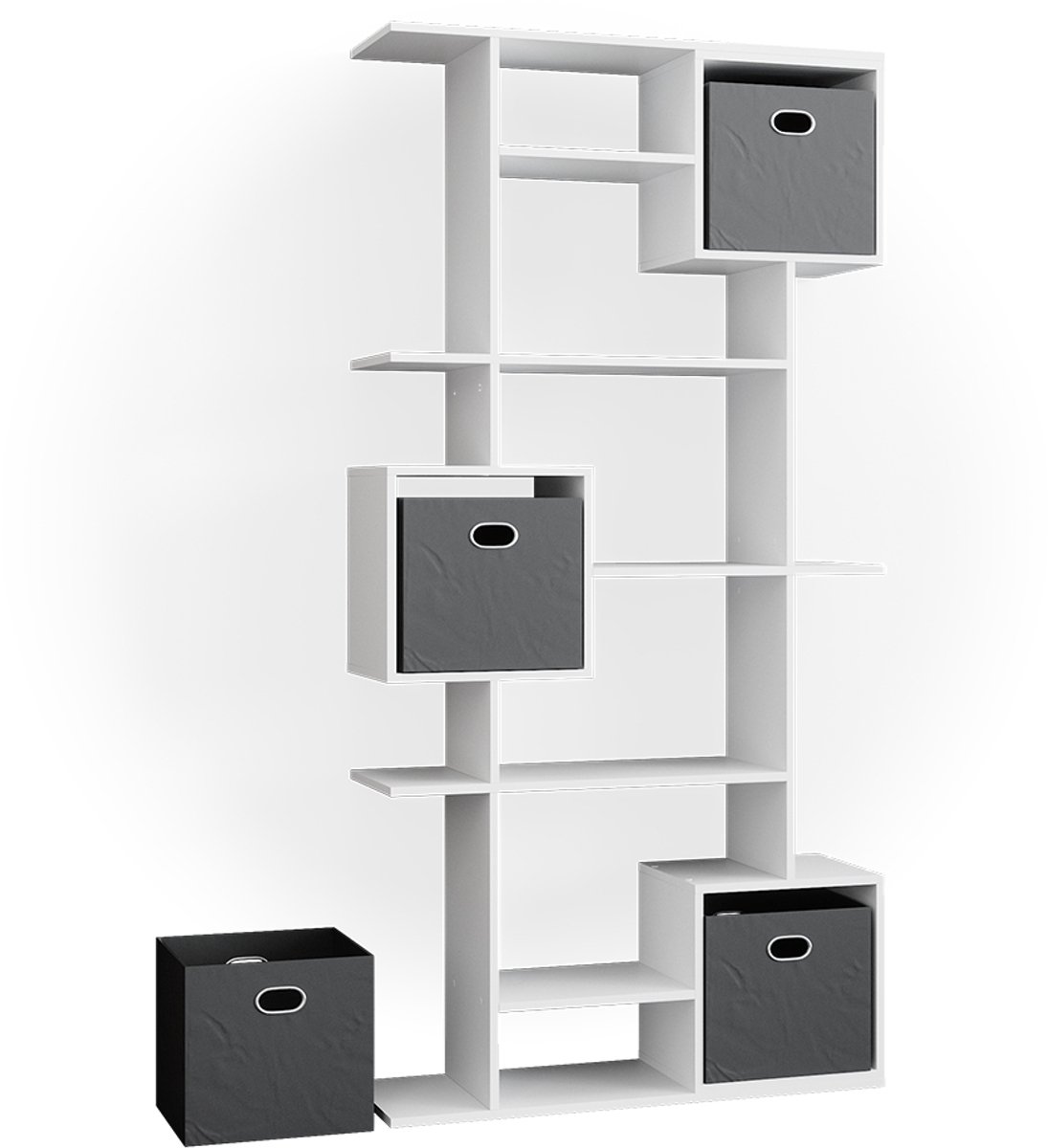 Vicco Cube Ruimteverdeler – 92 x 187.7 cm met 2 vouwdozen Wit