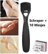 Luxe Eeltverwijderaar Incl. 10 Mesjes I Voetschraper I Eeltschraper I Eeltvijl I Voetvijl I Eeltschaaf I Pedicure Tool voor Eelt & Likdoorns I Zwart