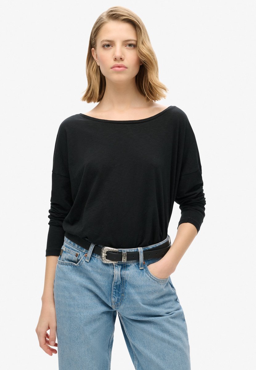 Superdry Jersey top met lange mouwen Dames Zwart