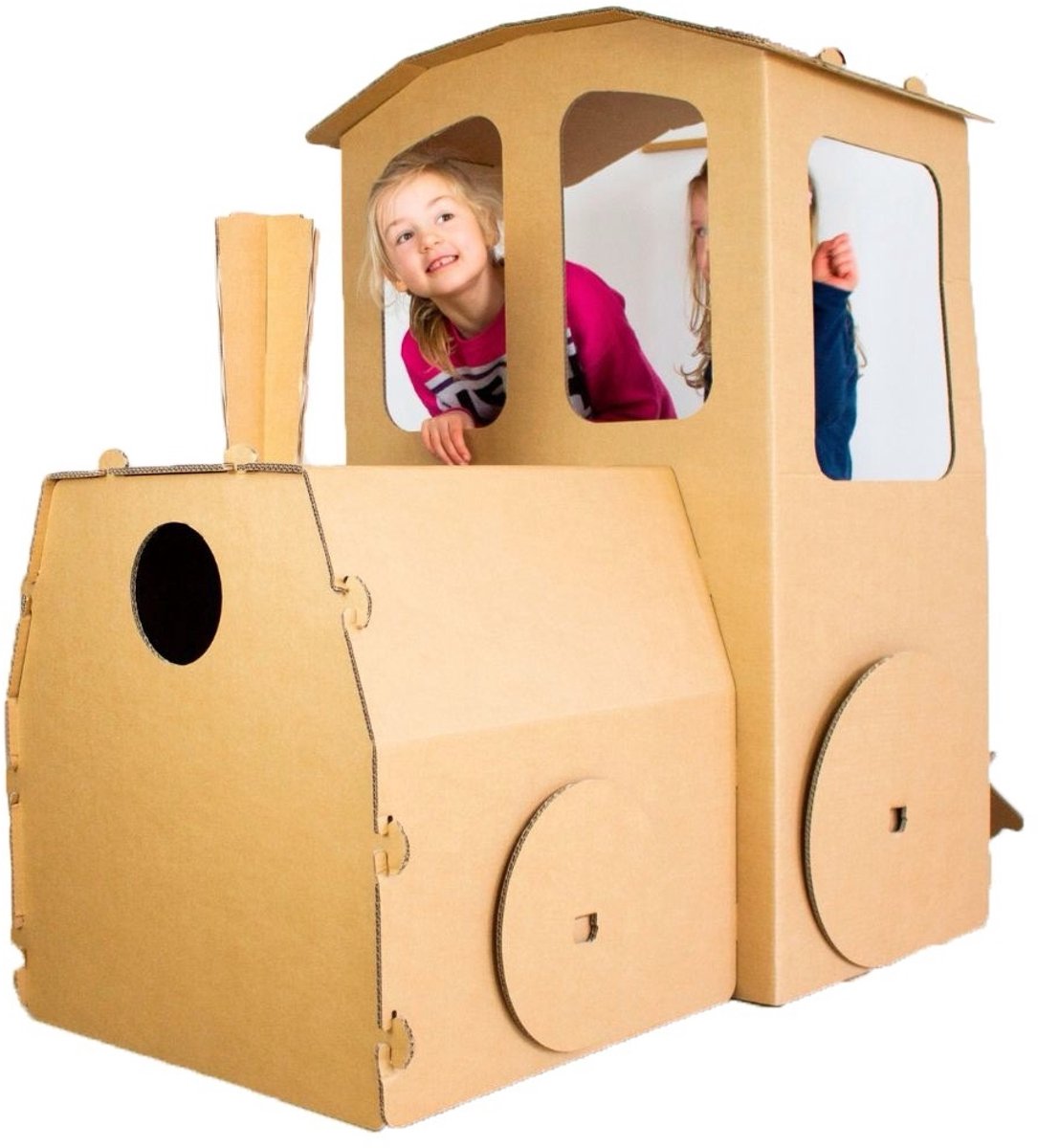 Kartonnen Trein - Speelhuis - Kartonnen speelgoed - 100% recyclebaar - 100x80x120 cm - Helemaal te versieren met verf - Cadeau van duurzaam karton - KarTent