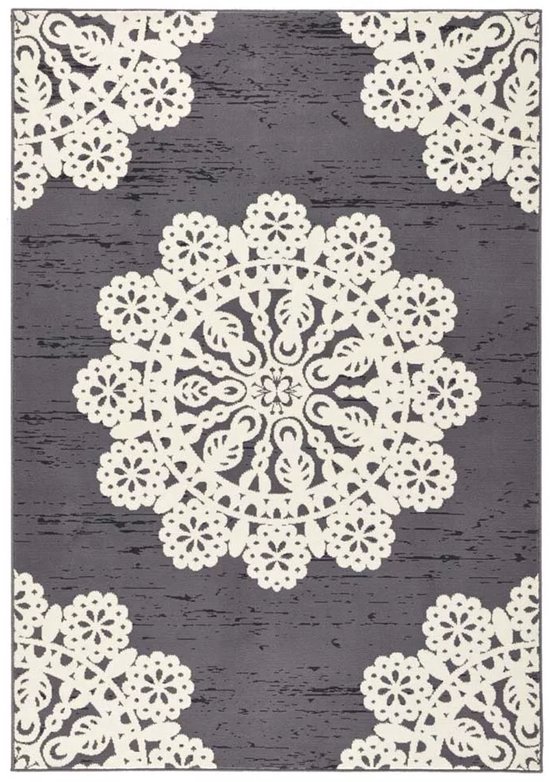 Tapis moderne Dentelle - gris / crème 80x150 cm