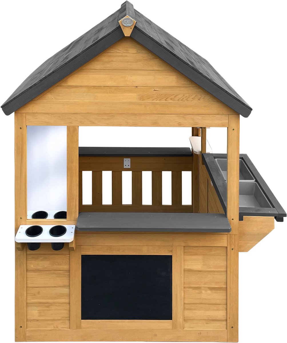 AXI Lynn Speelhuis in Bruin / Antraciet – Houten Speelhuisje met Speelkeuken, Boter, Kaas en Eieren spel en accessoires – FSC hout – Tuinhuisje voor kinderen - 10 jaar garantie! — afbeelding 8
