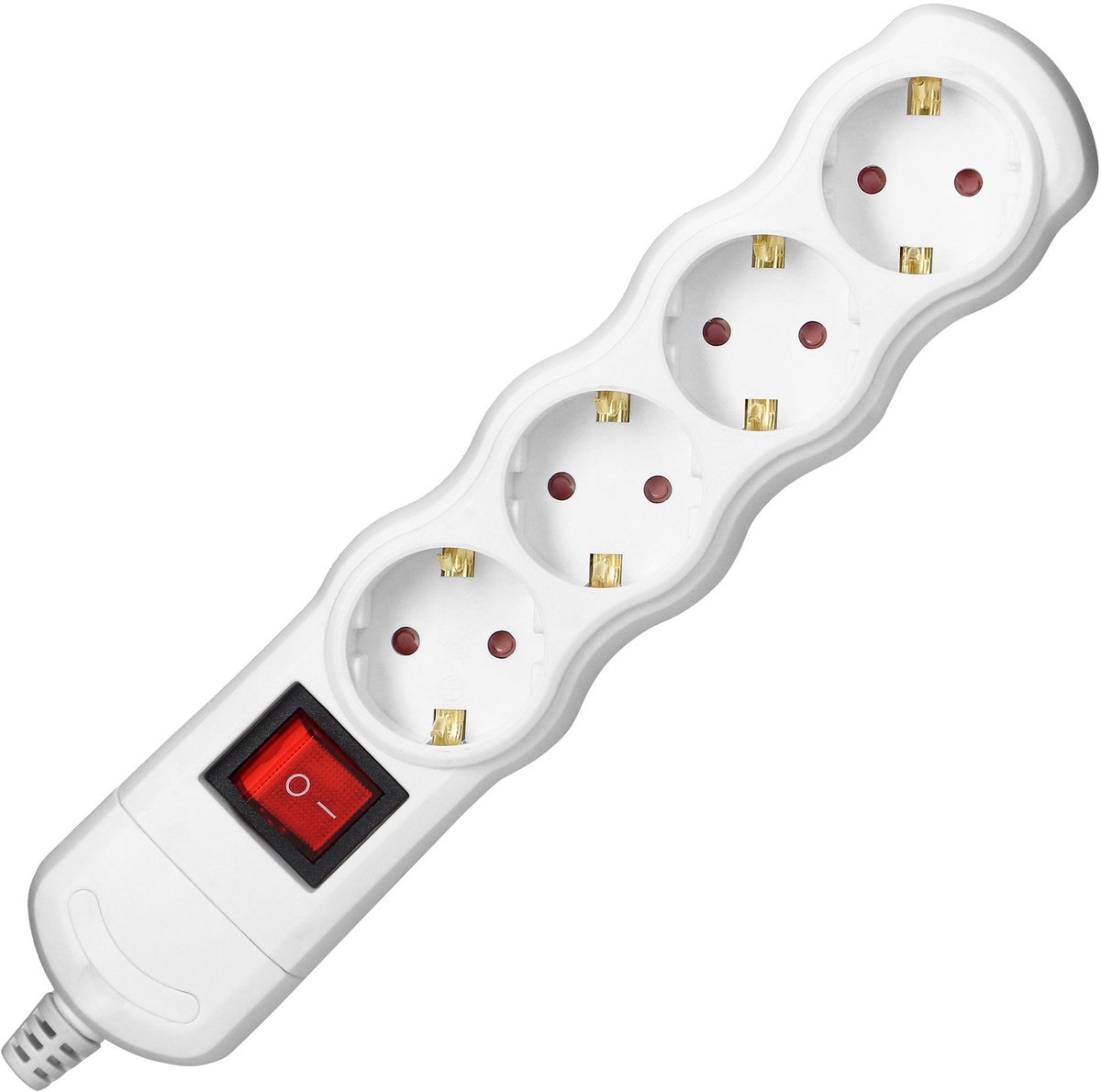 ORNO Stekkerdoos met schakelaar - verdeelstekker 4-voudig - stekkerblok zonder snoer/kabel - wit
