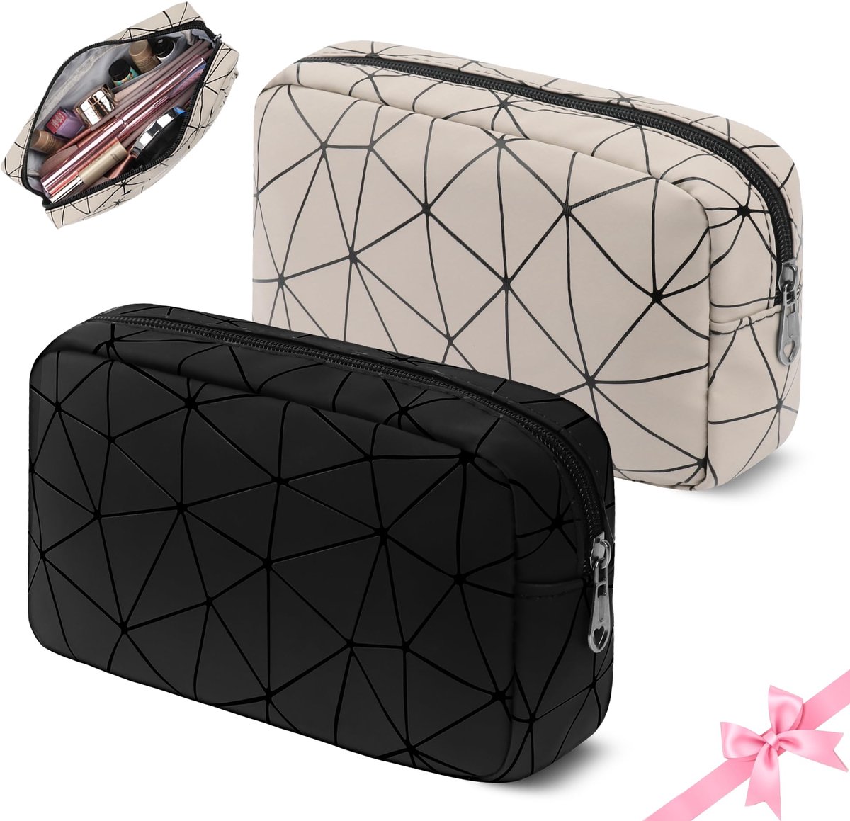 My Ninki ® Compacte en Stijlvolle Reisset van Twee Make-uptasjes voor Dames en Meisjes