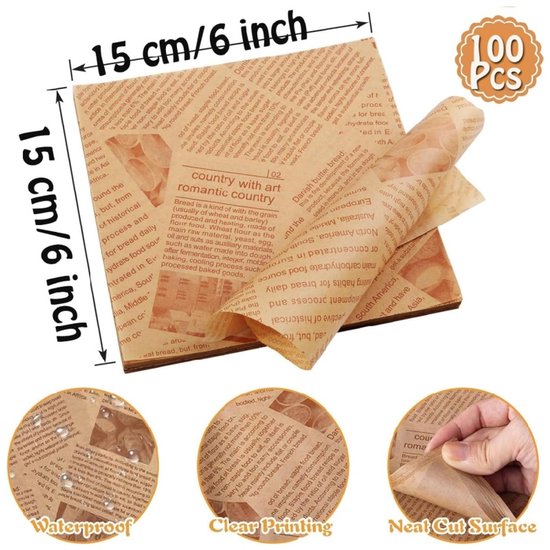 150 Stk Dickes Burger Papier, Deli Papierblätter, Käsepapier, Wasserdicht und Öl Burger Tüten