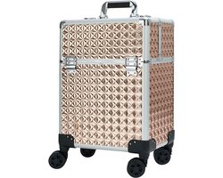 Guardian Beauty Beautycase - Aluminium - 2-in-1 - Make-up Trolley & Koffer - Cosmetica Organizer - Goud - Kapper, Make-up, Nagel, en Tattoo Artiest