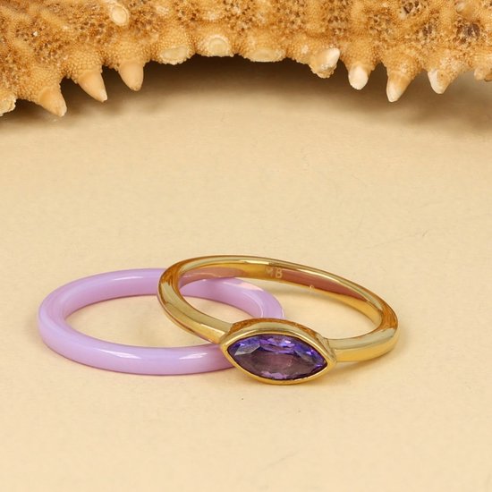 Bague étroite en céramique violette incassable My Bendel 2 mm - Bague étroite en céramique violette incassable 2 mm - Avec emballage cadeau de luxe