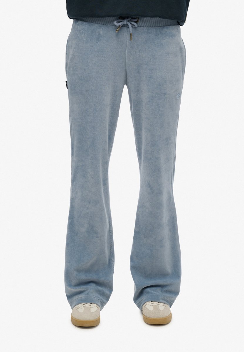 Superdry Velours joggingbroek met wijde pijpen Dames Broeken Blauw