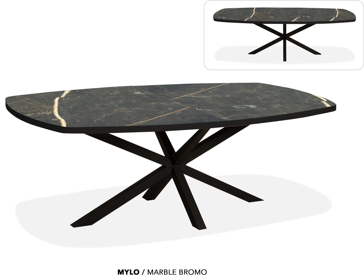 Maxfurn Deens ovale uitschuiftafel 180/238cm | Zeer krasvast | Kleur: Marble bromo Marbel bromo