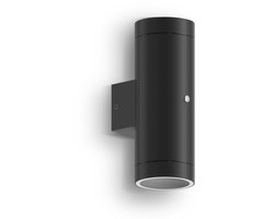 Calex Pavia Wandlamp - 2x GU10 - Buitenlamp met Dag en Nacht Sensor - Moderne Tuinverlichting - Zwart
