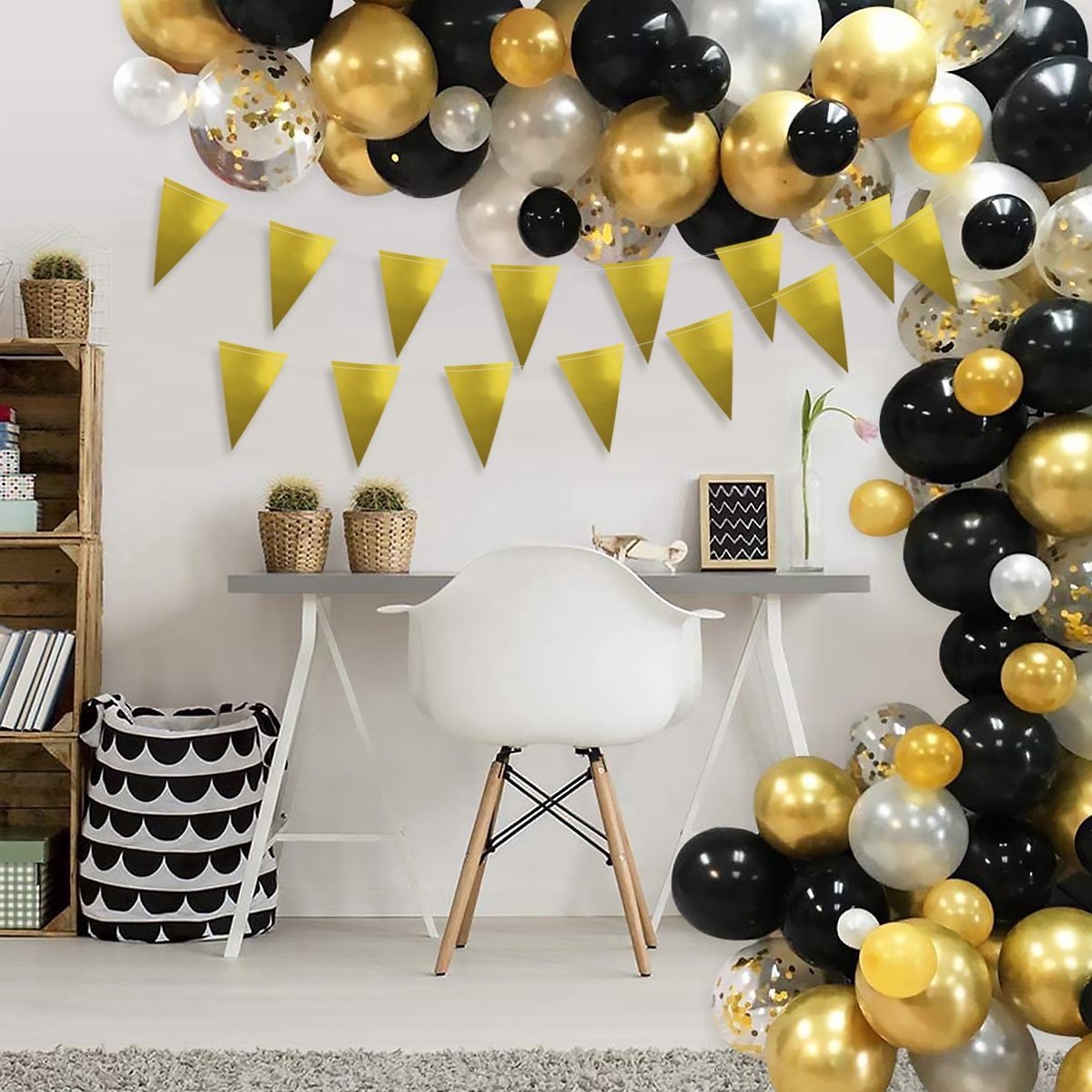Q2P - Slingers - Verjaardag - Versiering - Gouden - Vlaggenlijn - Feestartikelen - Feest - Decoratie - Slinger - Goud — afbeelding 5
