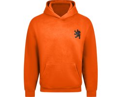 O.Leo - Oranje Hoodie heren & dames - Maat XXL - Zwart geborduurde leeuw - Premium katoenmix - Unisex pasvorm sweater