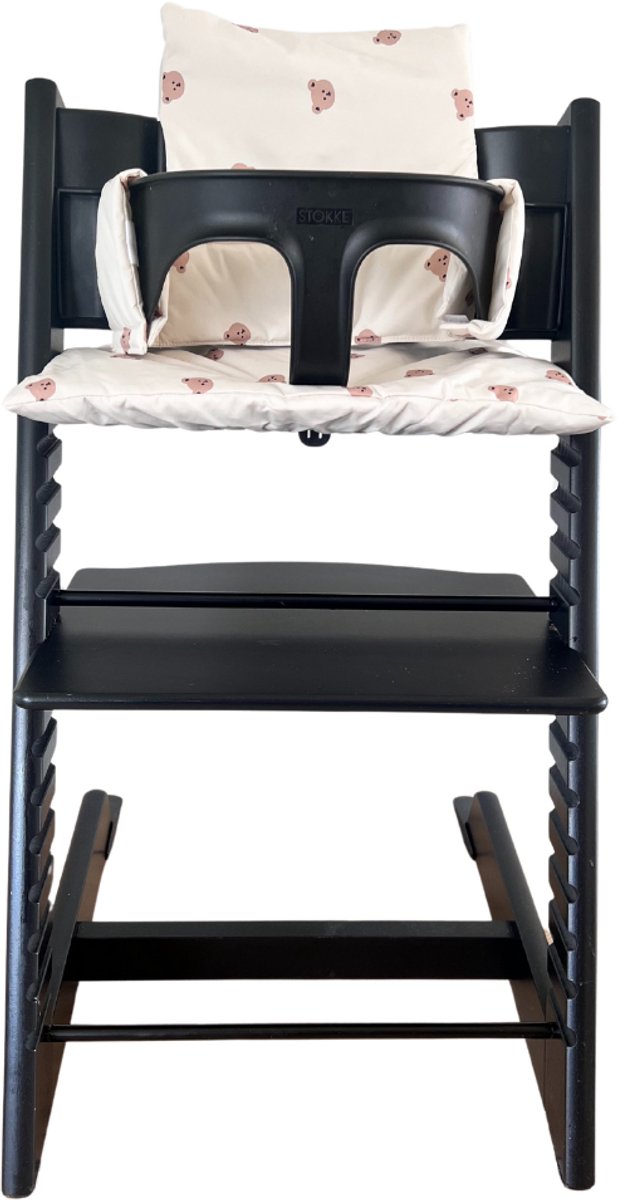 HHHK - Stokke Tripp Trapp kussenset - zitkussen en rugkussen - Wit met beertjes - Stoelverkleiner - Babyset kussen – foto 6