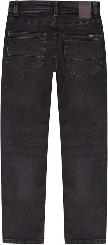 Achterkant van donkergrijze denim jeans met Cars Jeans logo.