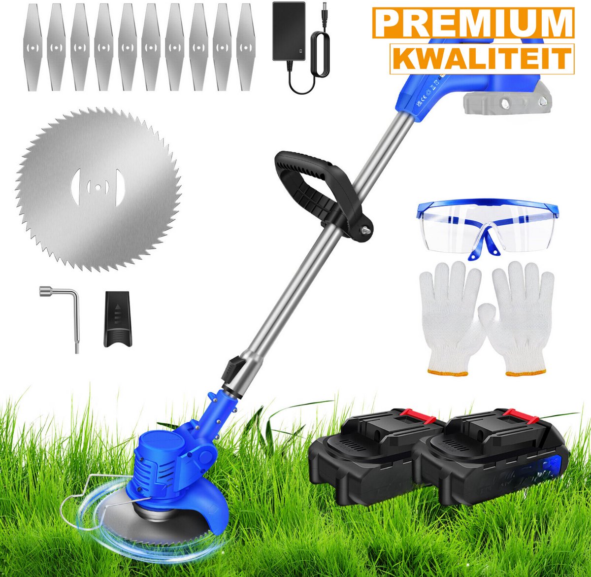 Grastrimmer Deluxe - 21V - Elektrische Draadloze Strimmer - 2x Accu - Grasmaaier - Snoei Cutter Tuingereedschap - Onkruid Heggenschaar – foto 3