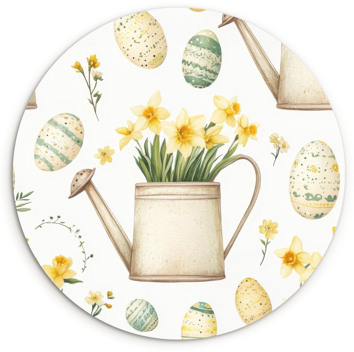 WallCircle® Wandcirkel 30x30 cm - Muurcirkel Gieter - Bloemen - Eieren - Muurdecoratie woo