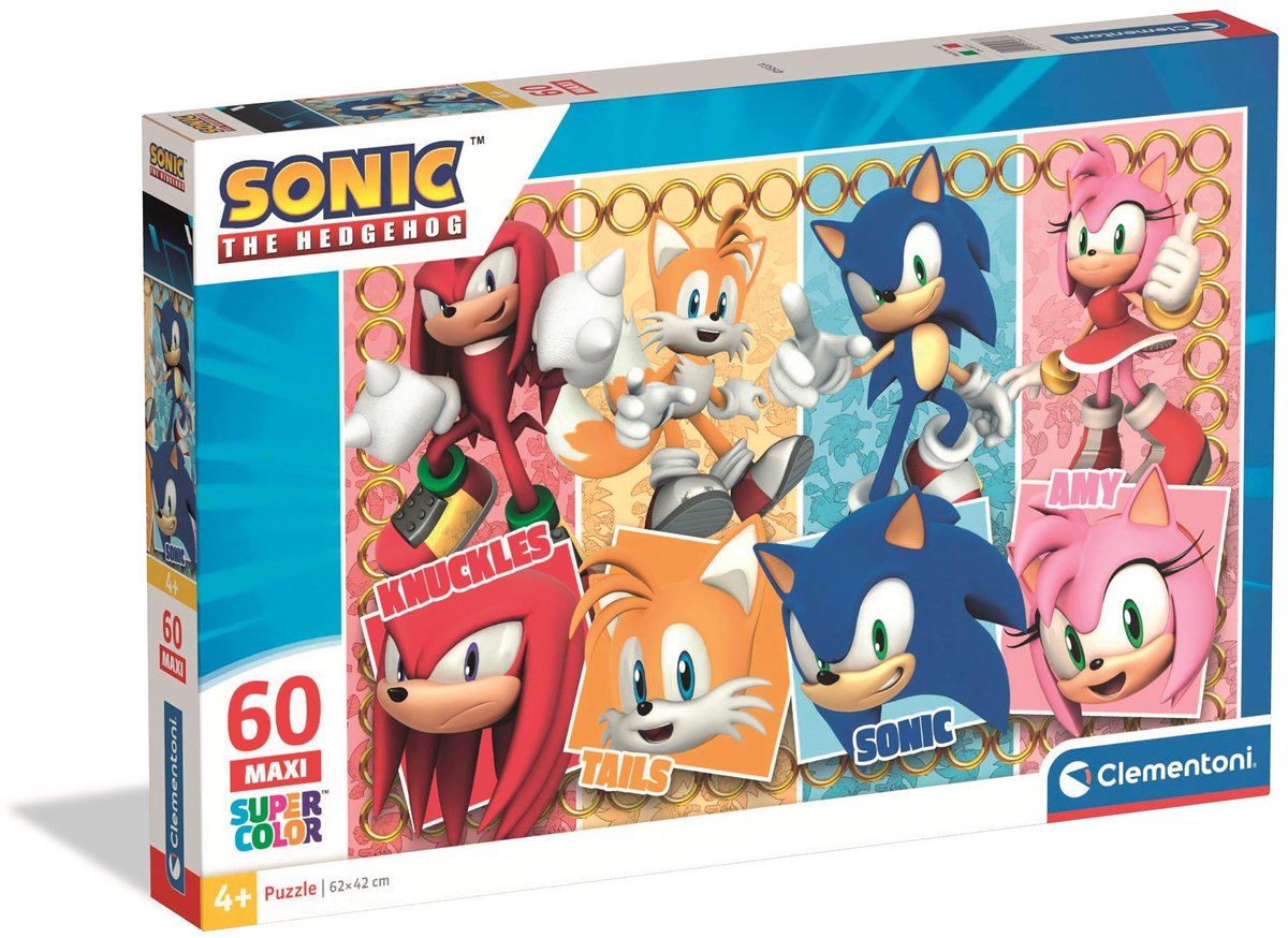 Clementoni - Puzzel - 60 Maxi Stukjes - Sonic - Kinderpuzzel - Vanaf 4 jaar