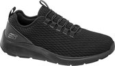 Skechers Heren Zwarte sneaker elastische vetersluiting - Maat 46