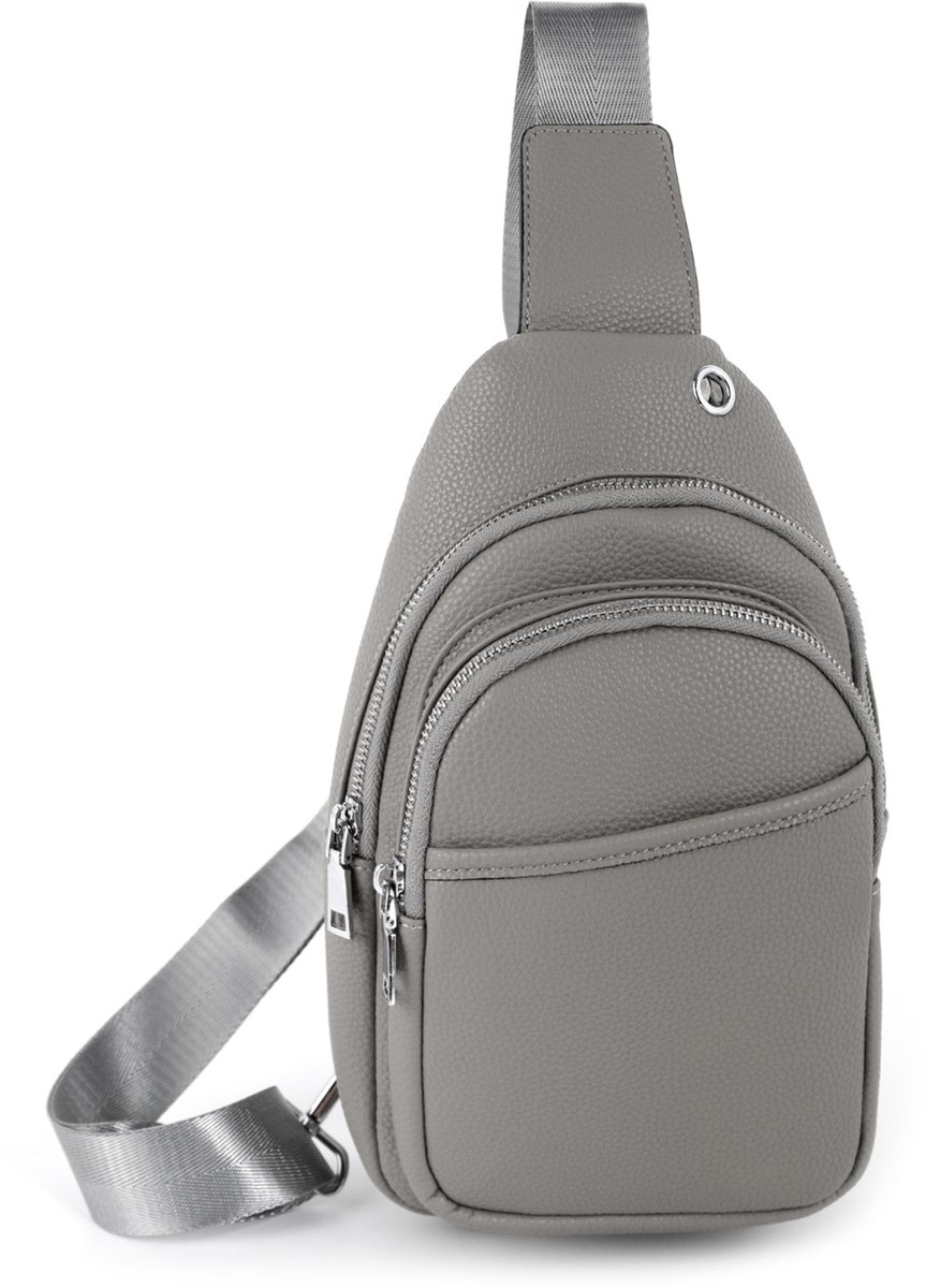 TAN.TOMI Crossbody Tas- Schoudertas - Heren en Dames - Sling Bag - Anti Diefstal Borsttas - Grijs