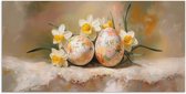 Poster 150x75 cm - Bloemen - Eieren - Geschilderd - Posters - Kamer decoratie - Wanddecoratie woonkamer - Muurdecoratie slaapkamer