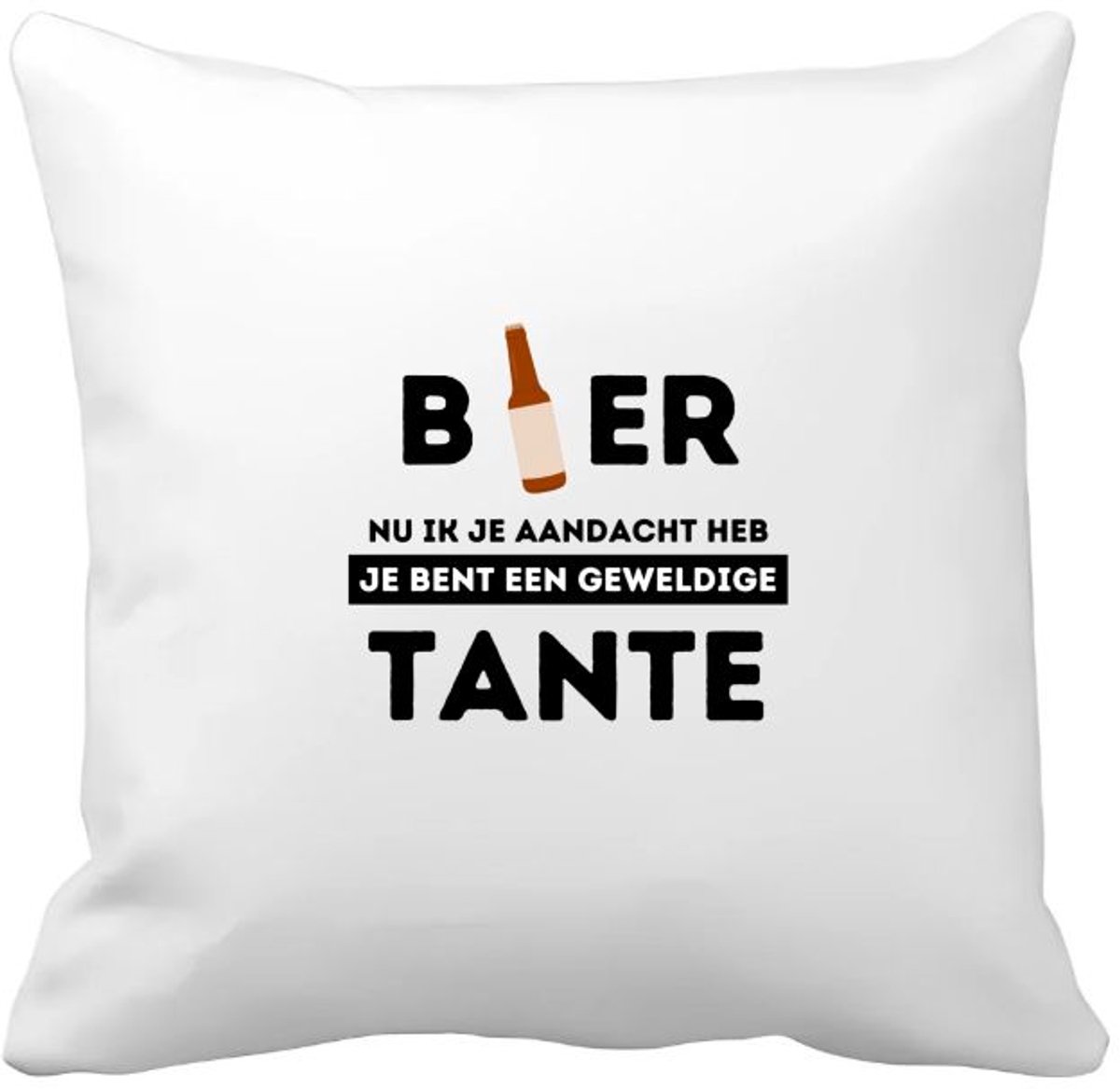 Akyol bier, nu ik je aandacht heb je bent een geweldige tante Kussen hoes - Tante - de beste tante - verjaardagscadeau - verjaardag - cadeau - cadeautje voor tante - tante artikelen - kado - geschenk - gift - 40 bij 40 cm Multicolor