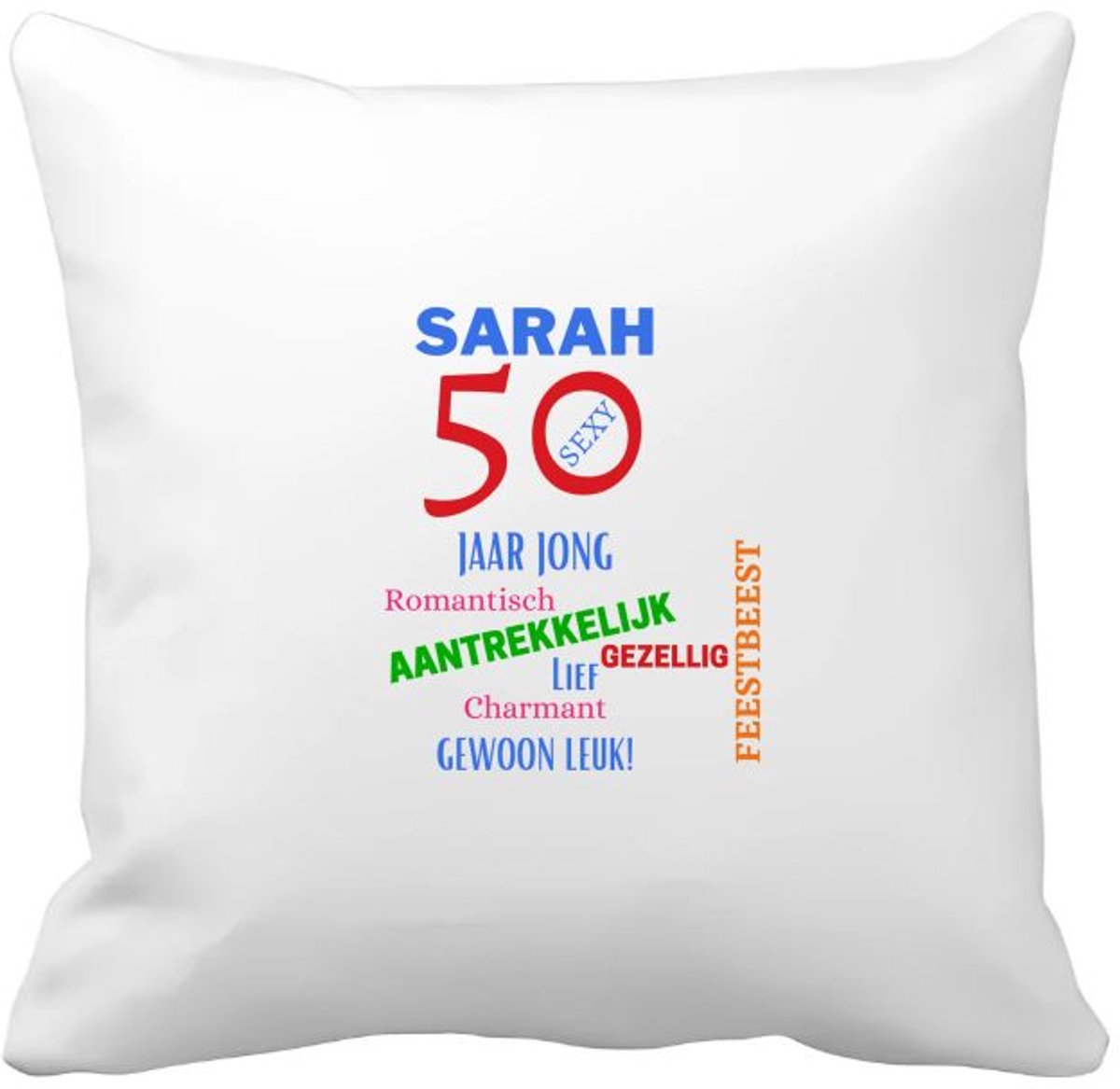 Akyol sarah 50 Kussen hoes - Verjaardag cadeau - mama - grappige tekst - 40 bij 40 cm Multicolor