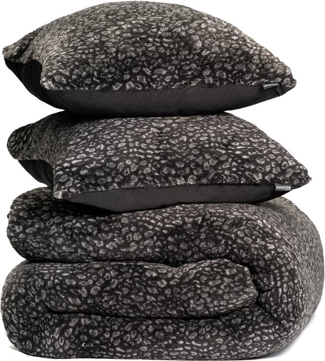 Sleeptime Dekbedovertrek Teddy Tiger - Antraciet - 2 persoons Zwart