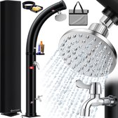KESSER® Buitendouche zonneenergie - Tuindouche Solar 35 Liter Warm Water max. 60°C Camping Douche Geïntegreerde metalen douchebak inclusief Beschermhoes - Zwart
