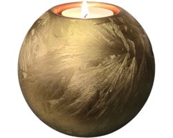 Mini Urn met kaarshouder - Glas - Handgemaakt - Goud Frost - 250 ml - Urn voor mensen - Urn voor dieren - Incl. deksel, kaarsje & aszakje