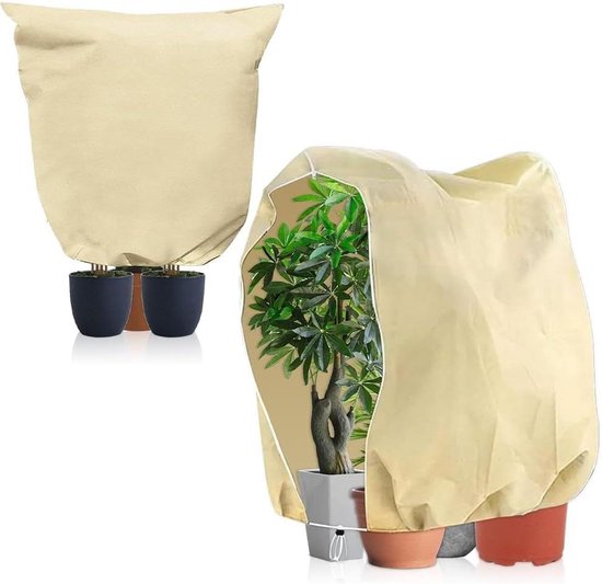 Protections Hivernales Pour Plantes - Lot De 2, 120 X 180 Cm - Tissu Respirant, Avec Fermeture éclair Et Cordon - 5