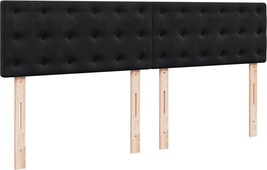 vidaXL - Sommier tapissier - avec - matelas - velours - noir - 200x200 - cm