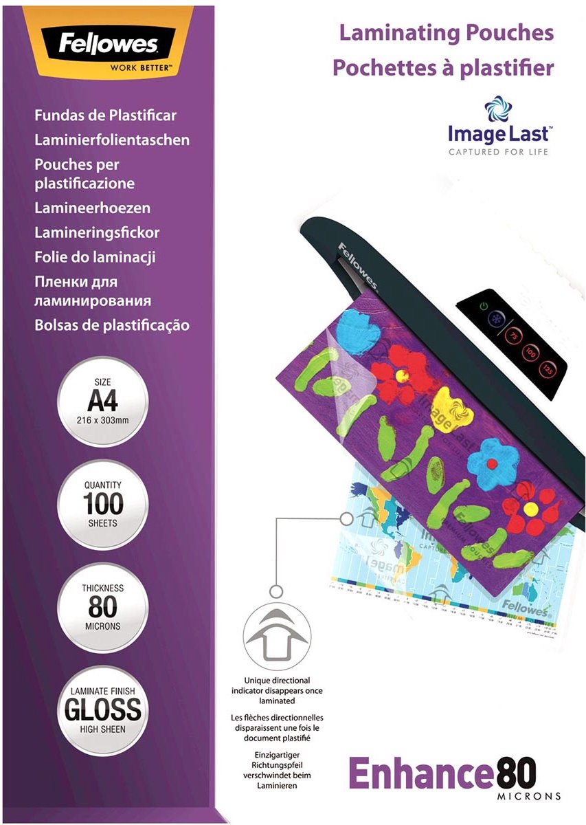 Fellowes Imagelast lamineerhoezen - A4 - Glanzend - 80 Micron - 100 stuks