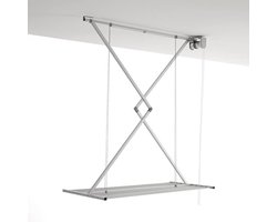 Ruimtebesparend inklapbaar droogrek aan plafond - Grijs 120 - Aluminiumconstructie