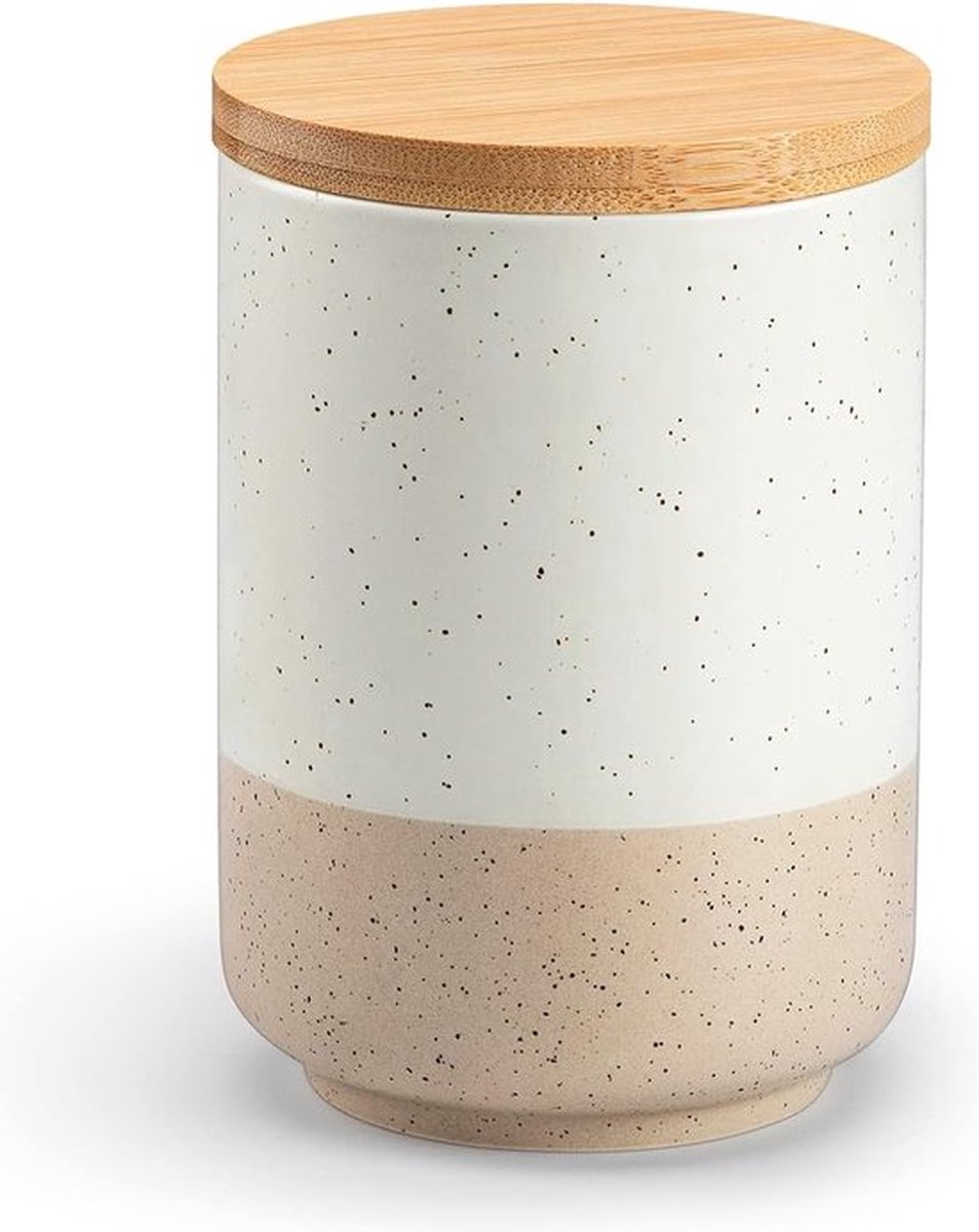 Keramische voorraadcontainers, voorraadcontainers met luchtdichte deksels, 600 ml, permanente bewaarcontainers voor koffie, suiker, thee, ontbijtgranen, meel, specerijen, rond