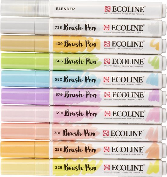Ecoline Brush Pen set Pastel | 10 kleuren