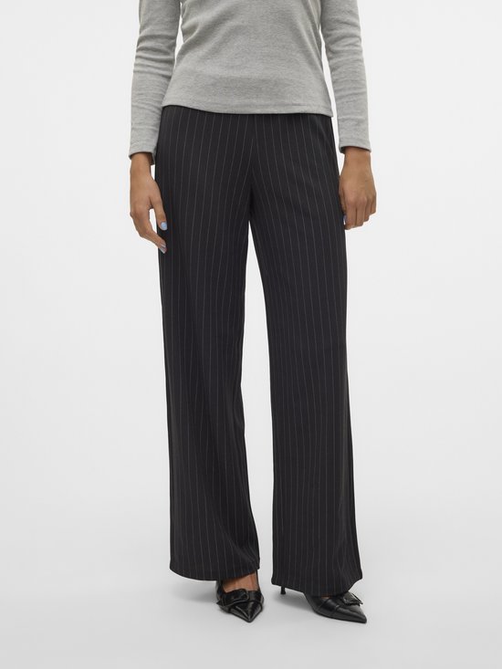 Vero Moda Broek Vmberlin My Mw Wide Print Pant Noos 10322357 Obsidian/oatmeal Dames Maat - W32 X L34
