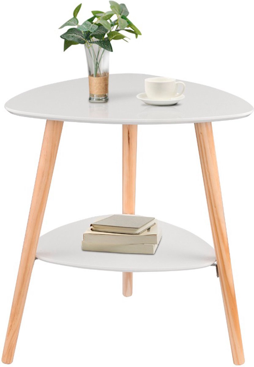Bolt Edge Bijzettafel - Modern - Nachtkastje - Driehoek - 50x40x55cm - Voor Slaapkamer Wit