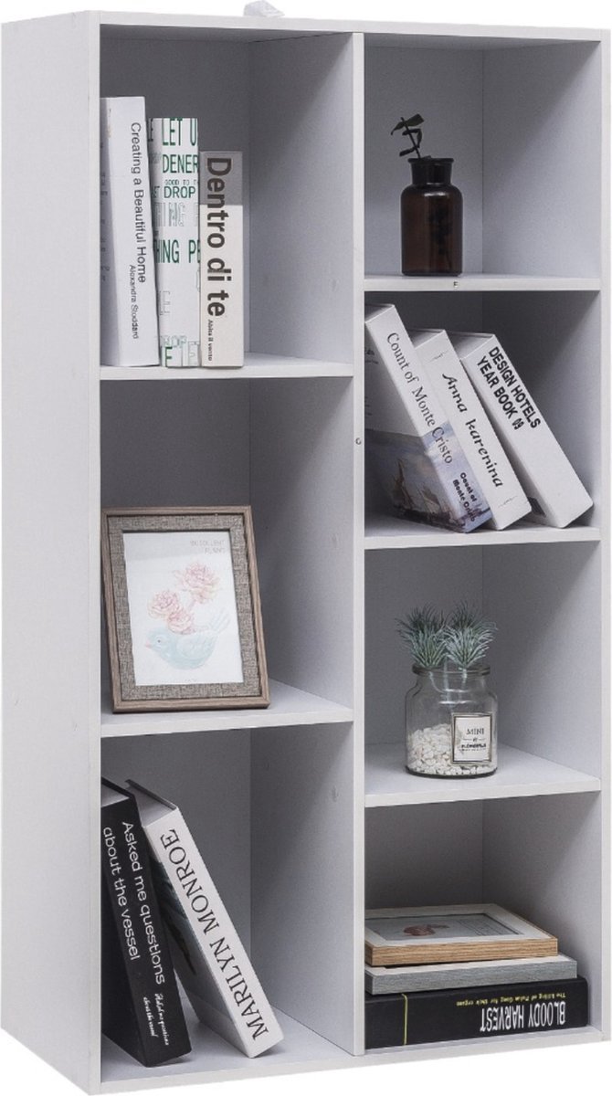 Bolt Edge Boekenkast - Wit - 7 vakken - Voor woonkamer of kinderkamer - MDF