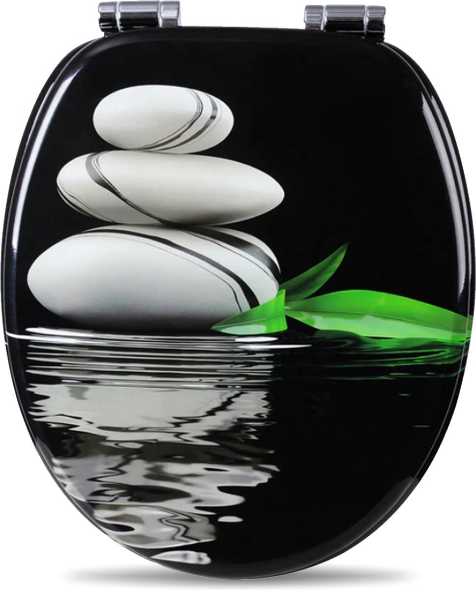 Bolt Edge Toiletbril - Kiezel print - Antibacterieel - Softclose - Universeel ontwerp