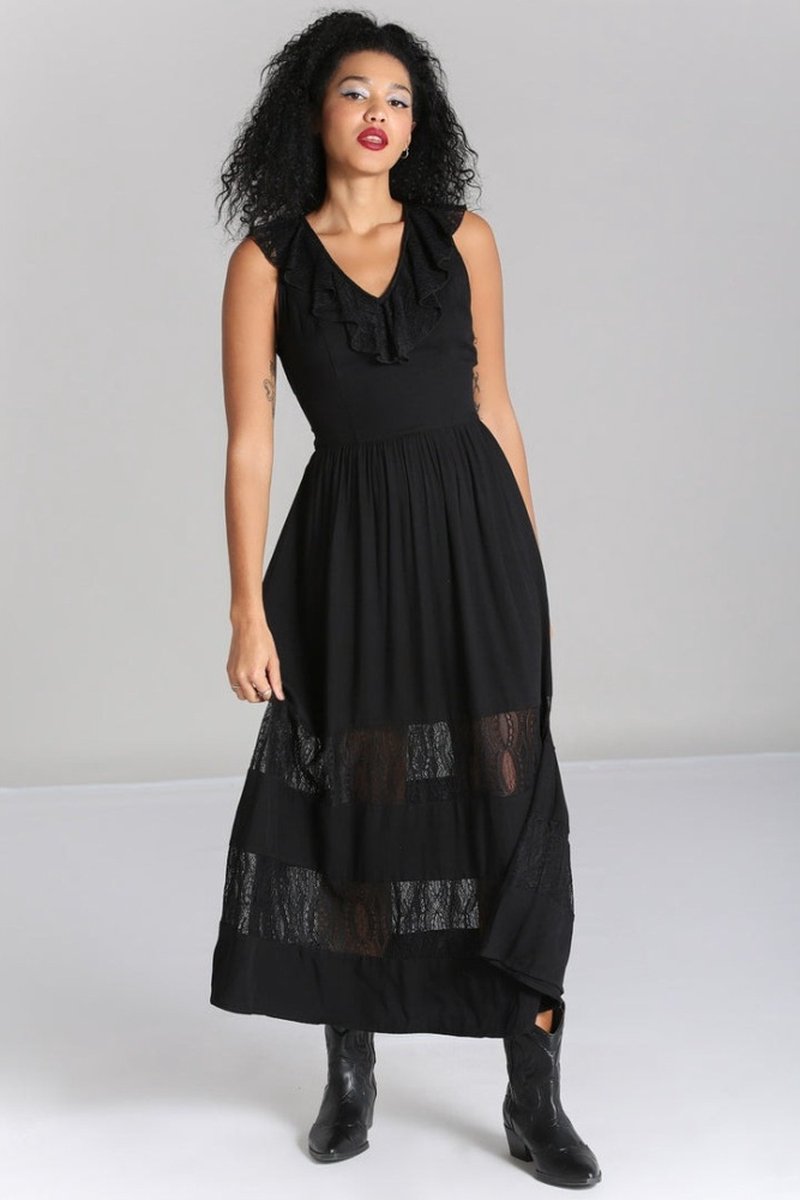 Hell Bunny Mortem Maxi Dames Maxi-jurk - zwart - M