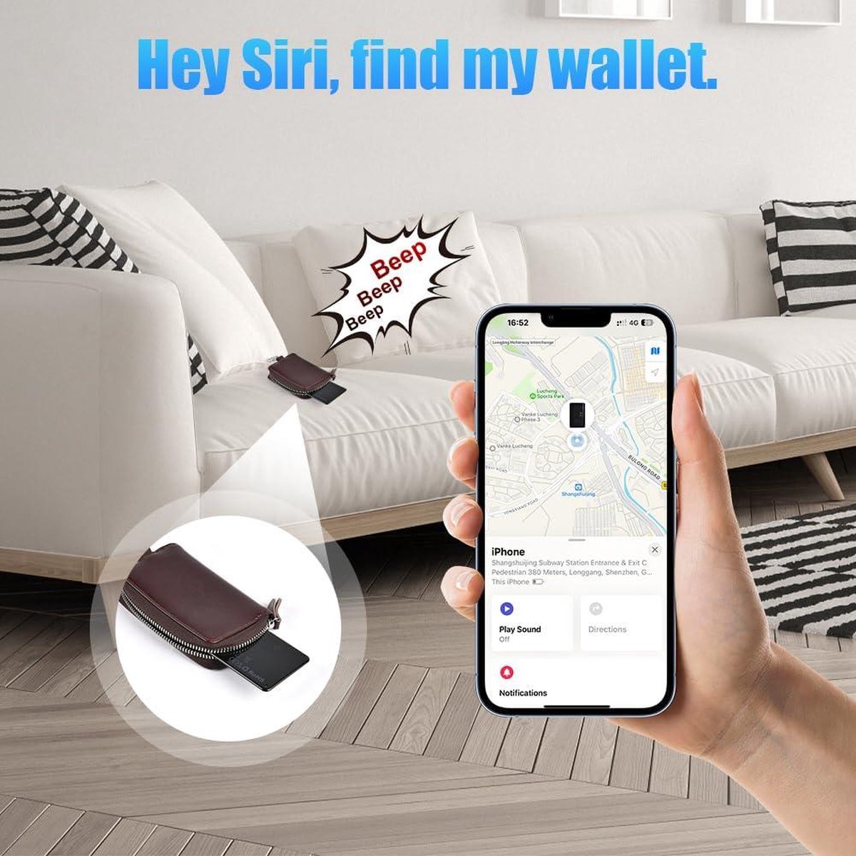 Wallet Tracker Card, Smart Tracker Card 1,6 mm, Smart Tag Card Oplaadbare (I-OS Only) Portemonnees Item Finder met IP68 Waterdicht, Toepasbaar Op Find My APP