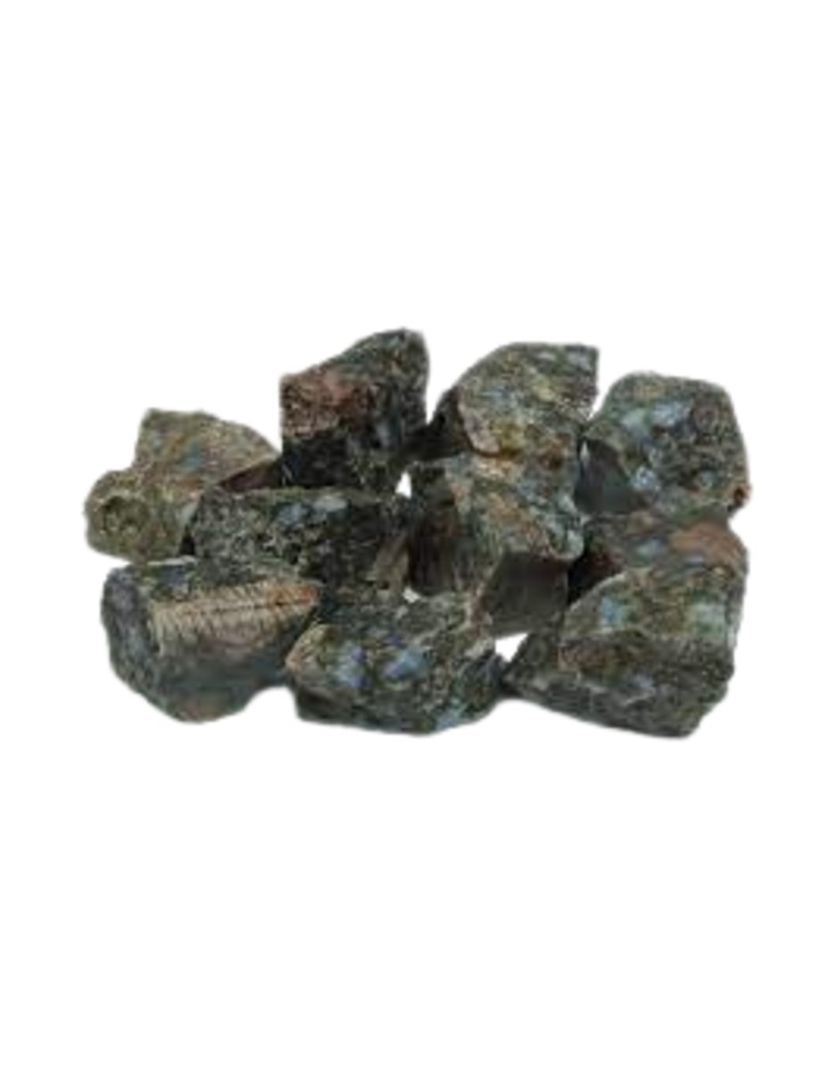 Ruben Robijn Que Sera Brazilië 250 gr. ruwe brokjes (Blauwe Rhyoliet) Bonte kleuren
