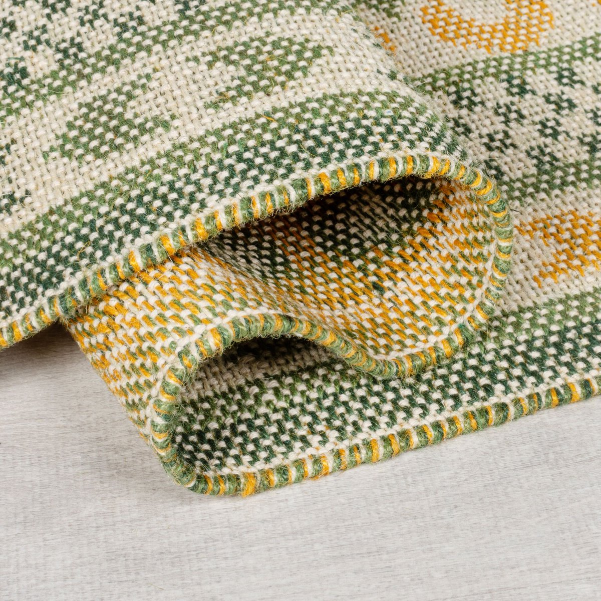 flycarpets Laagpolig Geweven Jute Vloerkleed - Rand - Kader - Groen 160x230 cm