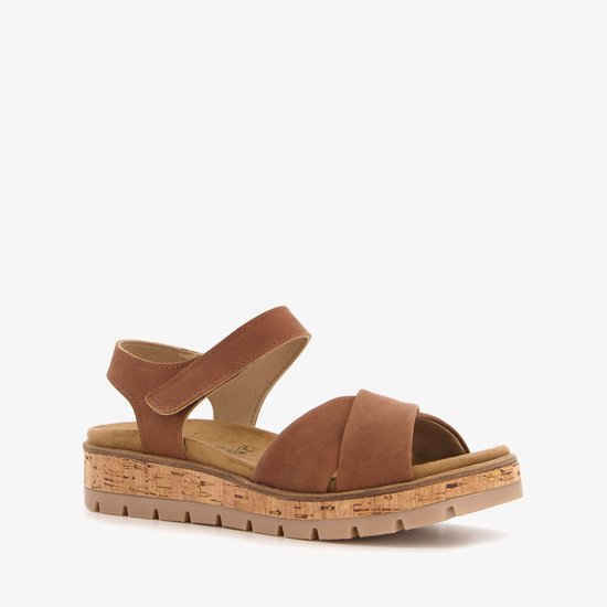 Hush Puppies leren dames sandalen cognac - Uitneembare zool