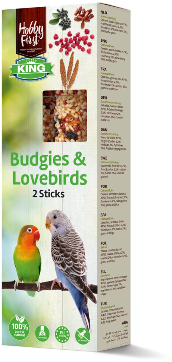 HobbyFirst King Sticks Parkiet & Dwergpapegaai Fruit - 10 x 60 gr - Voordeelverpakking