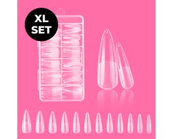 Renalux - Nageltips Stiletto - Nageltips voor Gelnagels - Nageltips Naturel - Nageltips Transparant Set - Nepnagels - Kunstnagels - Plaknagels - Press On Nails - 120 Stuks