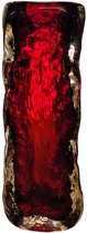 Vaas rock rood large 9x8x27 cm- handgemaakt dik glas - opening 8 cm