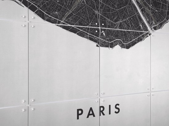 Carte de Paris IXXI, Art de la Carte - 60 x 80 cm - Système d'accrochage inclus - Grande décoration murale et affiche - Art géométrique, abstrait, minimaliste