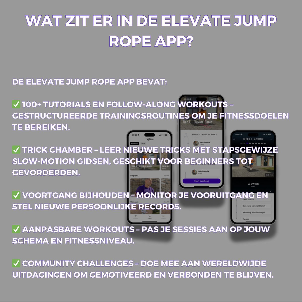 Elevate Rope Professioneel Sport Springtouw - Verstelbare Jump Rope - Touwtje Springen voor Volwassenen en kinderen - Speed rope - Conditie & Kracht - Binnen & Buiten Skipping Rope - Fitness Springtouwen (14 Kleuren) — afbeelding 4